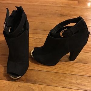 Open Toe Black Booties